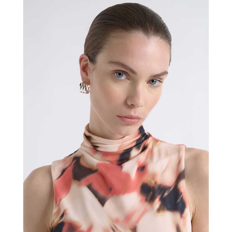 Cue Romantic Floral Ruched Mesh Top image number 2